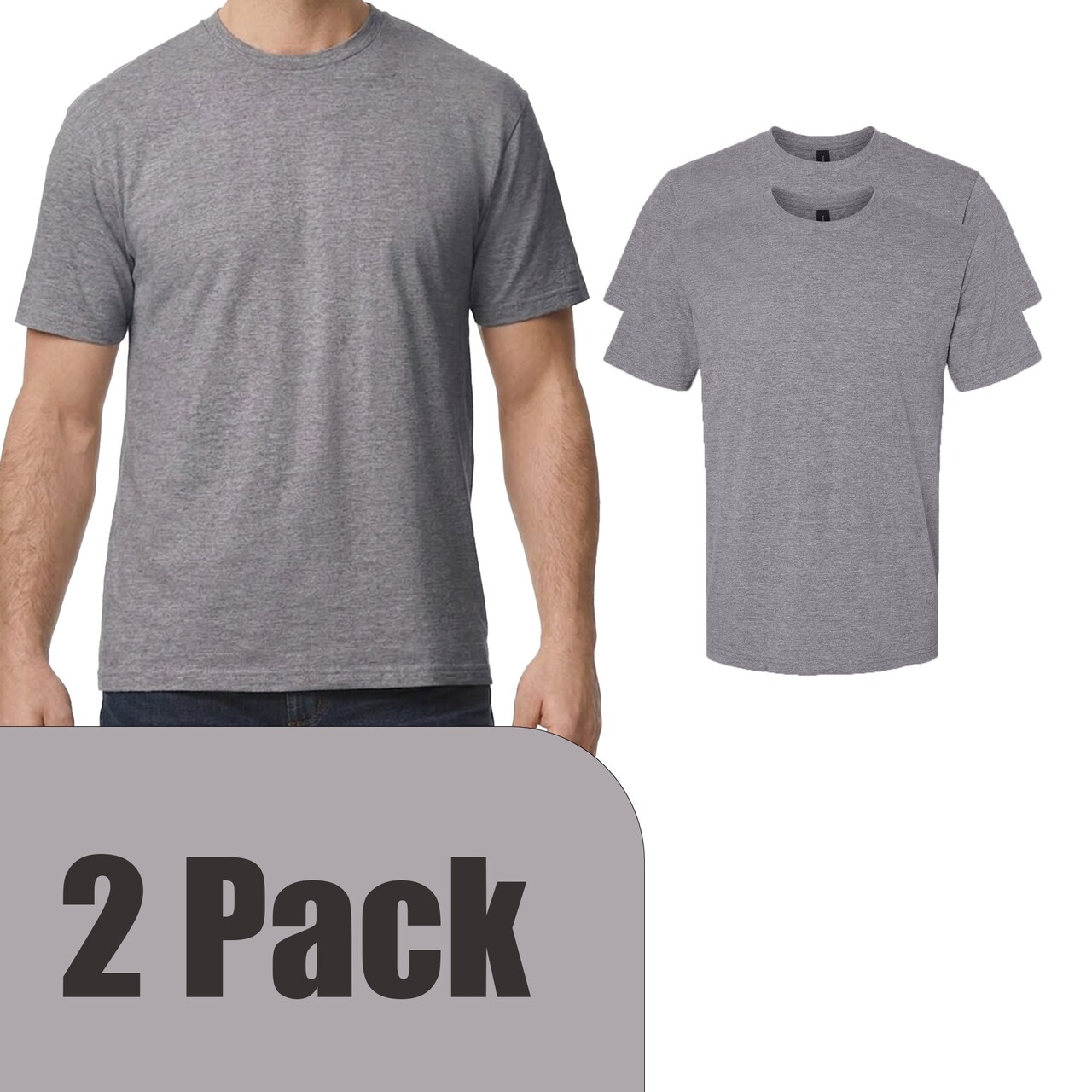 Gildan Men's Softstyle Midweight T-Shirt, Graphite Heather Blank Tee for DIY Craft & Custom Printing
